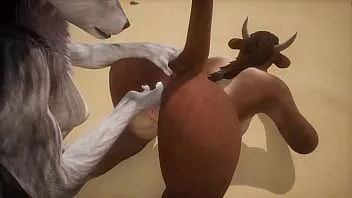 play Vaca e lobo brincam uns com os outros buracos - vida selvagem